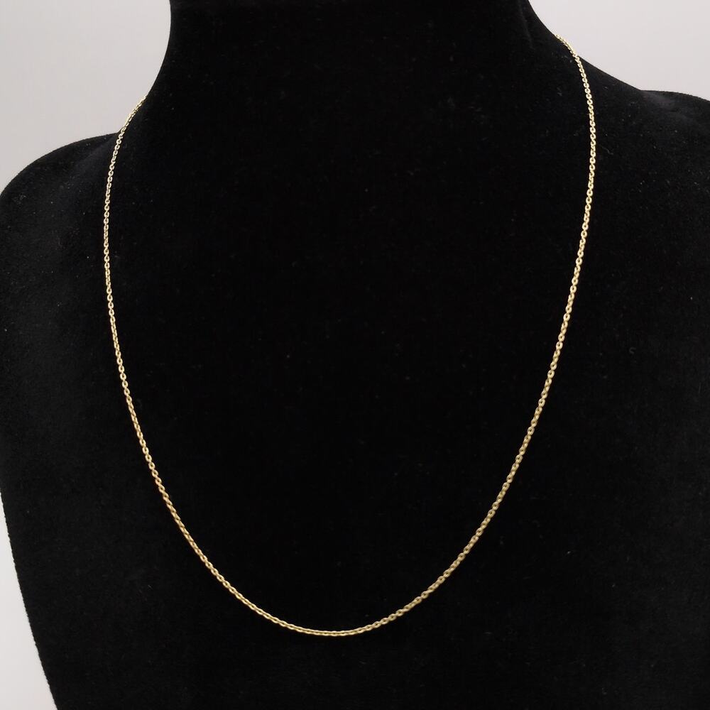 Gold Over Sterling Silver 925 Dainty Cable Chain Adjustable Necklace 1mm 1.37g